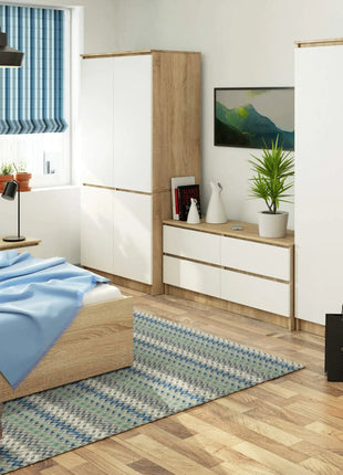 Armadio AKORD S90 4 ante Rovere Sonoma, Bianco 90x51x180 cm