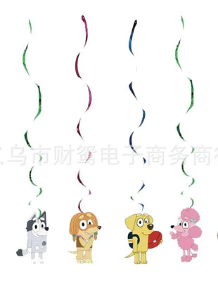 Set Decorativo per Feste a Tema Bluey e Bingo, con Stendibanner, Decorazioni per Torte, Bandierine, Palloncini, Piatti e Bicchieri