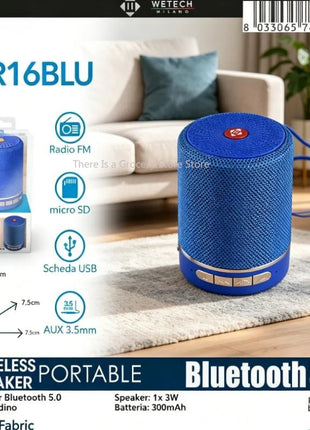 Altoparlante Bluetooth 5.0 Portatile in Tessuto, Mini Speaker Wireless 3W con Supporto Radio FM, Scheda TF, AUX, USB, per Uso Esterno