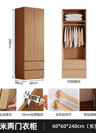 Armadio in Legno Massello di Rovere — Stile Nordico Scandinavo | Guardaroba Modulare per Camera da Letto