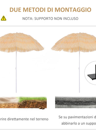 Outsunny Ombrellone da Spiaggia e Giardino a 8 Stecche con Palo Inclinabile e Design Portatile, in Poliestere e Metallo, 1.6x2 m, Beige
