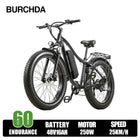 BURCHDA RX02 1000W 45KM/H 26 Inch Mountain Electric Bicycle 48V15AH Lithium Battery Fatbike Electric Bike For Adults Motorcycle