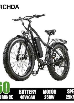 BURCHDA RX02 1000W 45KM/H 26 Inch Mountain Electric Bicycle 48V15AH Lithium Battery Fatbike Electric Bike For Adults Motorcycle