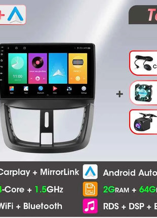 Android Wireless Carplay Car Radio for Peugeot 207 CC 207CC 2006-2015 Multimedia Player 2Din Navigation Stereo Head Unit Auto