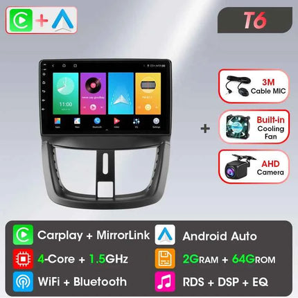 Android Wireless Carplay Car Radio for Peugeot 207 CC 207CC 2006-2015 Multimedia Player 2Din Navigation Stereo Head Unit Auto