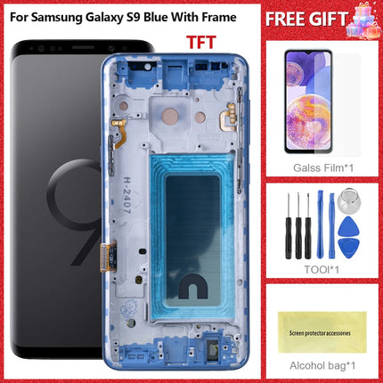 Display testato al 100% per Samsung Galaxy S9 LCD con gruppo touch screen digitalizzatore SM-G960FD S9 G960 LCD con sostituzione del telaio