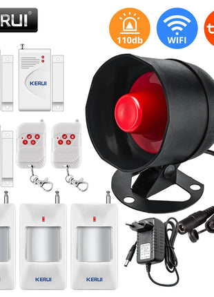 KERUI Tuya Smart WIFI Sistema di Allarme di Sicurezza Kit 110dB Wireless Forte Sirena Interna/Esterna Corno Casa Antifurto Sensore Porta di Movimento