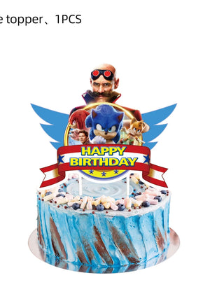 Nuovo Set Decorazioni per Festa di Compleanno a Tema Riccio Blu: Palloncini, Piatti, Bicchieri, Decorazione per Torta per Baby Shower e Regali per Bambini