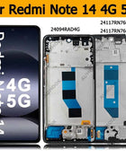 Display AMOLED per Xiaomi Redmi Note 14 4G LCD 24117RN76G 24117RN76O, Schermo Touch per Redmi Note 14 5G 24094RAD4G LCD con Cornice