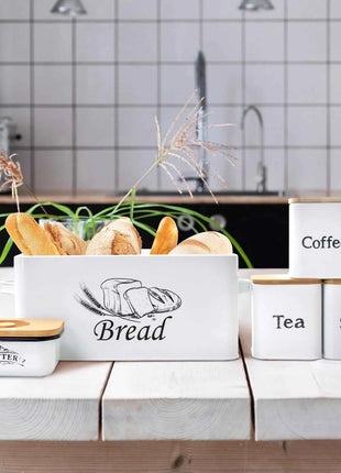 Stainless Steel Bread Box Bread Storage Bin Food Airtight Sealed Canister Coffee Flour Sugar Tea Container Kitchen Storage Box