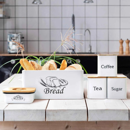 Stainless Steel Bread Box Bread Storage Bin Food Airtight Sealed Canister Coffee Flour Sugar Tea Container Kitchen Storage Box