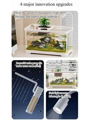 Fish tank household aquarium living room desktop ecological circulation tank filter oxygenation integrated tank with cover