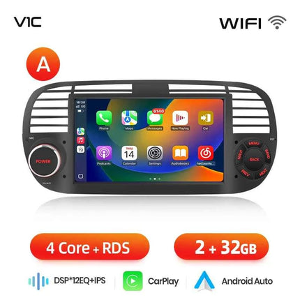 AWESAFE Wireless CarPlay Car Radio for FIAT 500 500C Abarth 2007-2015 with Android Auto GPS Navigation Smart System RDS DSP FM