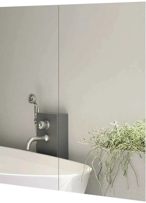 Kleankin Bathroom Mirror Bathroom Container with 2 Ante Soft Close, 60x15x60 cm Bathroom Cabinet with Mirror, Adjustable Shelves, Furniture Bathroom Floor-saving Glass Wall, Polished White