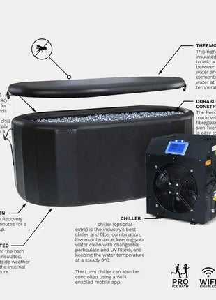 Vasca Gonfiabile Portatile per Immersione in Acqua Fredda, per Uso Interno ed Esterno, con Copertura e Bacino, per Atleti, Spa e Massaggi
