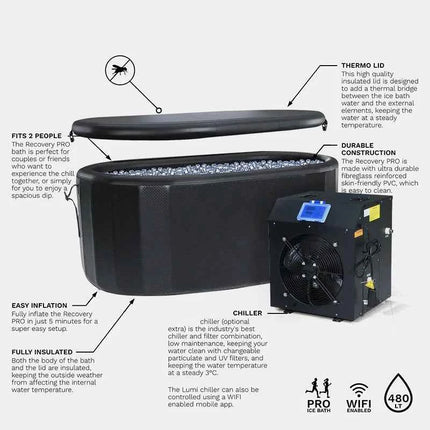 Vasca Gonfiabile Portatile per Immersione in Acqua Fredda, per Uso Interno ed Esterno, con Copertura e Bacino, per Atleti, Spa e Massaggi