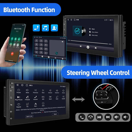 ESSGOO 4+64G Car Stereo Head Unit Radio Wireless CarPlay Android Auto Double 2 DIN 7" IPS Touch Screen GPS SAT NAVI FM DAB+ WIFI