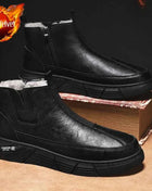 Winter Shoes Man Ankle Platform Brown Leather Zip Up Snow Boots for Men Booties New in Work Fur Brands Thick Plush Anti Slip