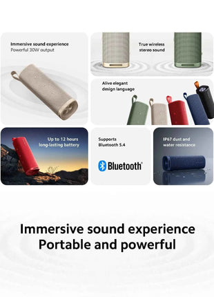 Versione globale Xiaomi Sound Outdoor 30W Altoparlante portatile Batteria ultra lunga durata 12 ore IP67 Bluetooth 5.4 TWS Stereo Combo