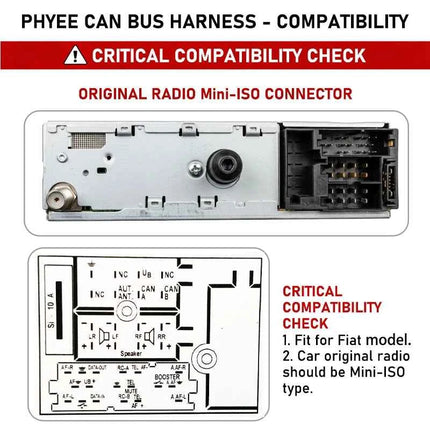 Decodificatore bus CAN Mini-ISO Harness, ritenzione SWC RCA P&P 16 pin Android, per Fiat 500 2007-2015, Panda 169 Doblo 263, Punto Ducato