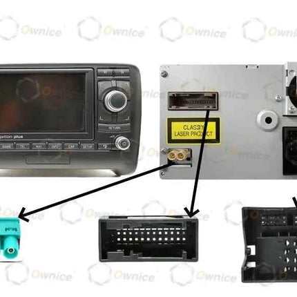 Ownice 9 "Fascias per autoradio per Audi TT MK2 2006- 2014 2 Din Montaggio su telaio Pannello stereo Cablaggio Cavo di alimentazione Adattatore Canbus