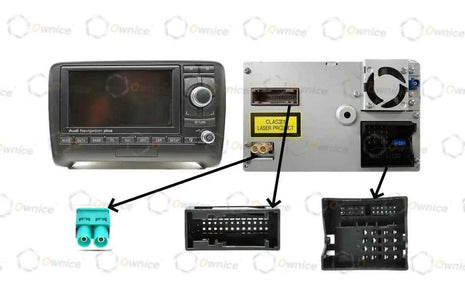 Ownice 9 "Fascias per autoradio per Audi TT MK2 2006- 2014 2 Din Montaggio su telaio Pannello stereo Cablaggio Cavo di alimentazione Adattatore Canbus