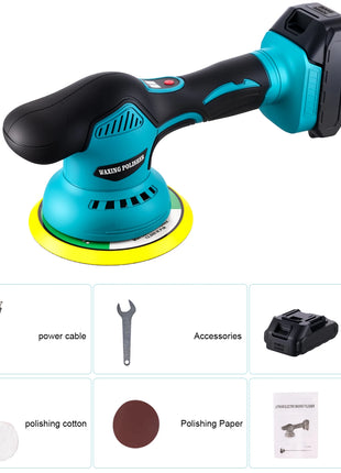 Lucidatrice per Auto Podofo 21V, 2800-5800RPM, Lucidatrice Elettrica con Spina EU per Piastrelle e Auto, con Batteria e Caricabatterie