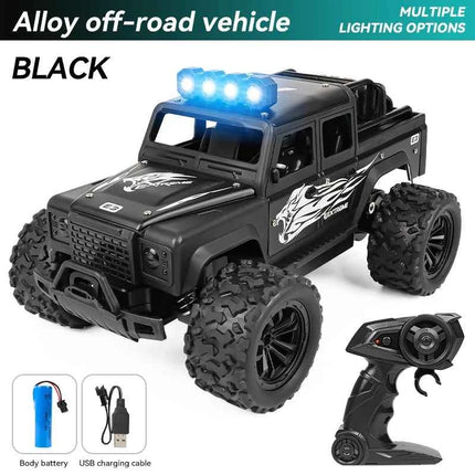 1:16 High Speed Off-Road Alloy RC Cars Police Truck Jeep with Music Sound and LED Lights 2.4G Remote Control Cars Outdoor Toy