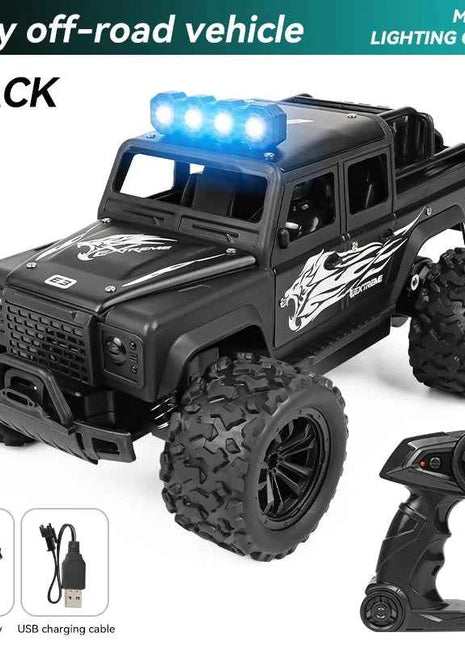 1:16 High Speed Off-Road Alloy RC Cars Police Truck Jeep with Music Sound and LED Lights 2.4G Remote Control Cars Outdoor Toy