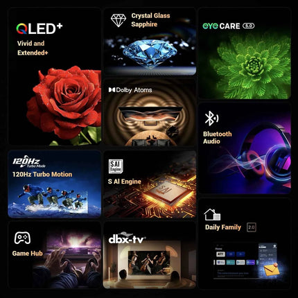 METZ QLED TV 43 Inch 4K Smart LED Television Google Tele HDR 10 MEMC DBX Dolby Atmos Game Hub EyeCare Tuner 2025 43 MQF7500Z