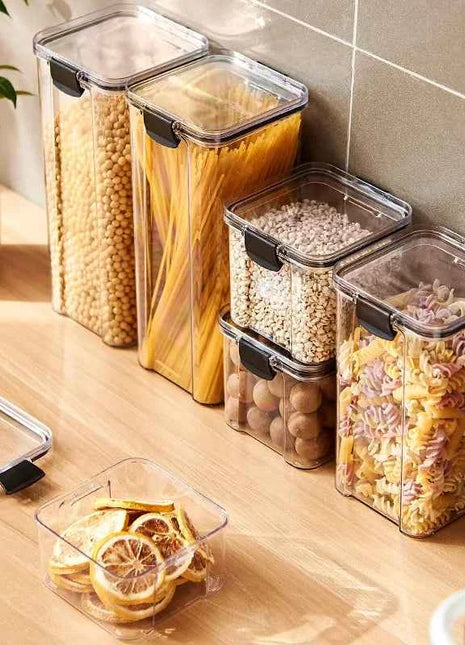 Sealed Jars Kitchen Grain Storage Organizer Large Tank Plastic Moisture-proof Storage Box Household Seasoning Jars Set
