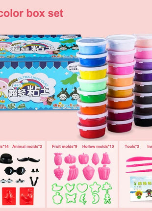 New Set of Safe and Non-Toxic 24-Color Clay Ultralight Space Snow Mud Clay Toy Handmade DIY Modeling Material Toy with Bucket