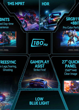 New ARZOPA 27inch 180Hz 2K FastIPS QHD PC Monitor 1ms FreeSync Gaming monitor,M1RC