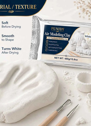 Argilla ad Asciugatura all'Aria 450g, Morbida Argilla Modellabile Autoindurente per Ceramica, Scultura, Progetti Artistici e Artigianali per Principianti