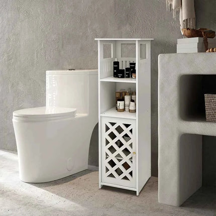 Bathroom cabinet, bathroom columns, bathroom cabinet with 1 door and shelves, for home, kitchen, living room, 78x22x22 cm