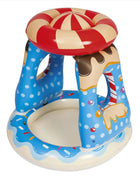 Tropical Island Coconut Tree Design Inflatable Kids Pool Baby Swimming Pool with Sunshade Canopy 1-3Y Outdoor Water Fun Play