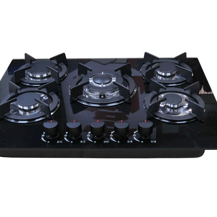 Gas Stove Cooker 5-Burner Class B Electric Stove Tempered Glass Battery Built-In Cooktop for Kitchen Table Top Hotels Households