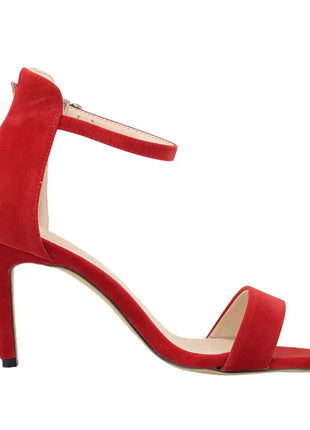 New Sexy Women's 9cm High Heel Shoes, Summer Ankle Strap Sandals, Red Party and Wedding Shoes