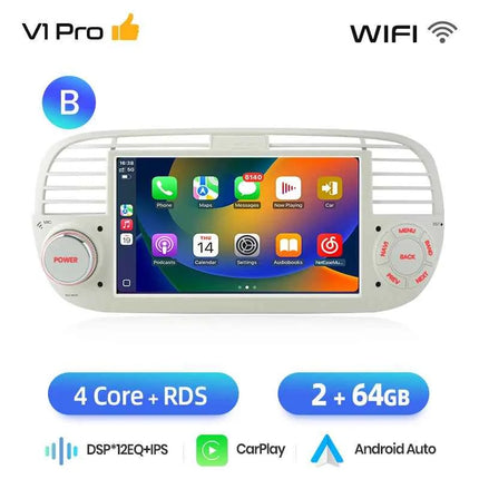 AWESAFE Wireless CarPlay Car Radio for FIAT 500 500C Abarth 2007-2015 with Android Auto GPS Navigation Smart System RDS DSP FM