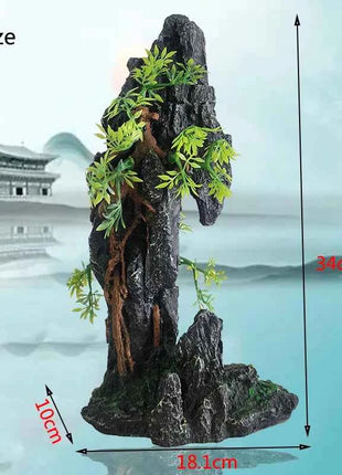 Resin Aquarium Rockery Mountain Decoration Artificial View Rock Cave Stone Tree Fish Tank Ornament Aquarium Decor Home New