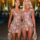 Colorful Diamond Pattern Sequin Slit Sexy Dress Women Elegant Party Club Dress Backless Mini Summer Dress Luxury Vestidos