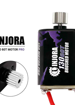 INJORA 130 Brushed Motor 60T 80T with Stainless Steel Pinion for 1/24 RC Crawler FMS FCX24 Upgrade (INM12)