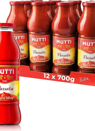 Tomato puree Mutti pack of 12 cans in 700 g glass + MUTTI giveaway Peeled Tomatoes, 400g