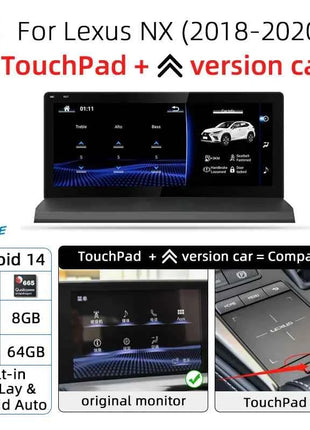 Nunoo Android 14 CarPlay Auto Radio For Lexus NX NX200 NX200T NX300h 2014-2021 Multimedia Navigation GPS DSP 4G WiFi