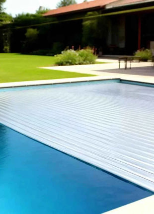 Copertura Automatica per Piscina Completamente Chiusa, Impermeabile, Retrattile, Isolata, con Lamelle, Protezione per Piscina Esterna