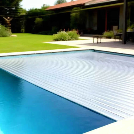 Copertura Automatica per Piscina Completamente Chiusa, Impermeabile, Retrattile, Isolata, con Lamelle, Protezione per Piscina Esterna