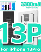 0 Cycle High Capacity Battery For iPhone 11 11Pro 12Pro 12 13 14 13Pro 14Pro Max Mini Phone Bateria + Free Tool Kit