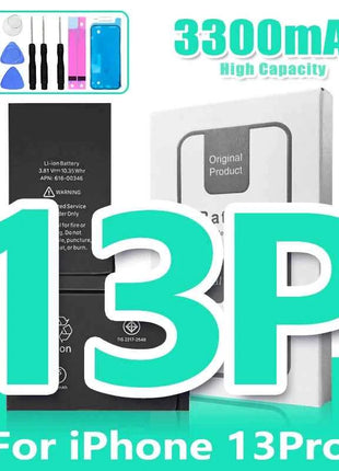 0 Cycle High Capacity Battery For iPhone 11 11Pro 12Pro 12 13 14 13Pro 14Pro Max Mini Phone Bateria + Free Tool Kit