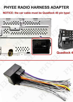 Cablaggio radio con connettore femmina quadlock a 40 pin per BMW Citroen Ford Mercedes Peugeot VW Audi SEAT Opel Skoda