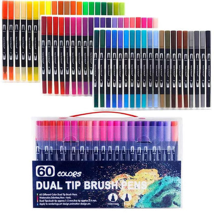 Set Pennarelli Manga Dual Tip 12/24/36/120 Colori Acquerello Fineliner per Calligrafia e Arte